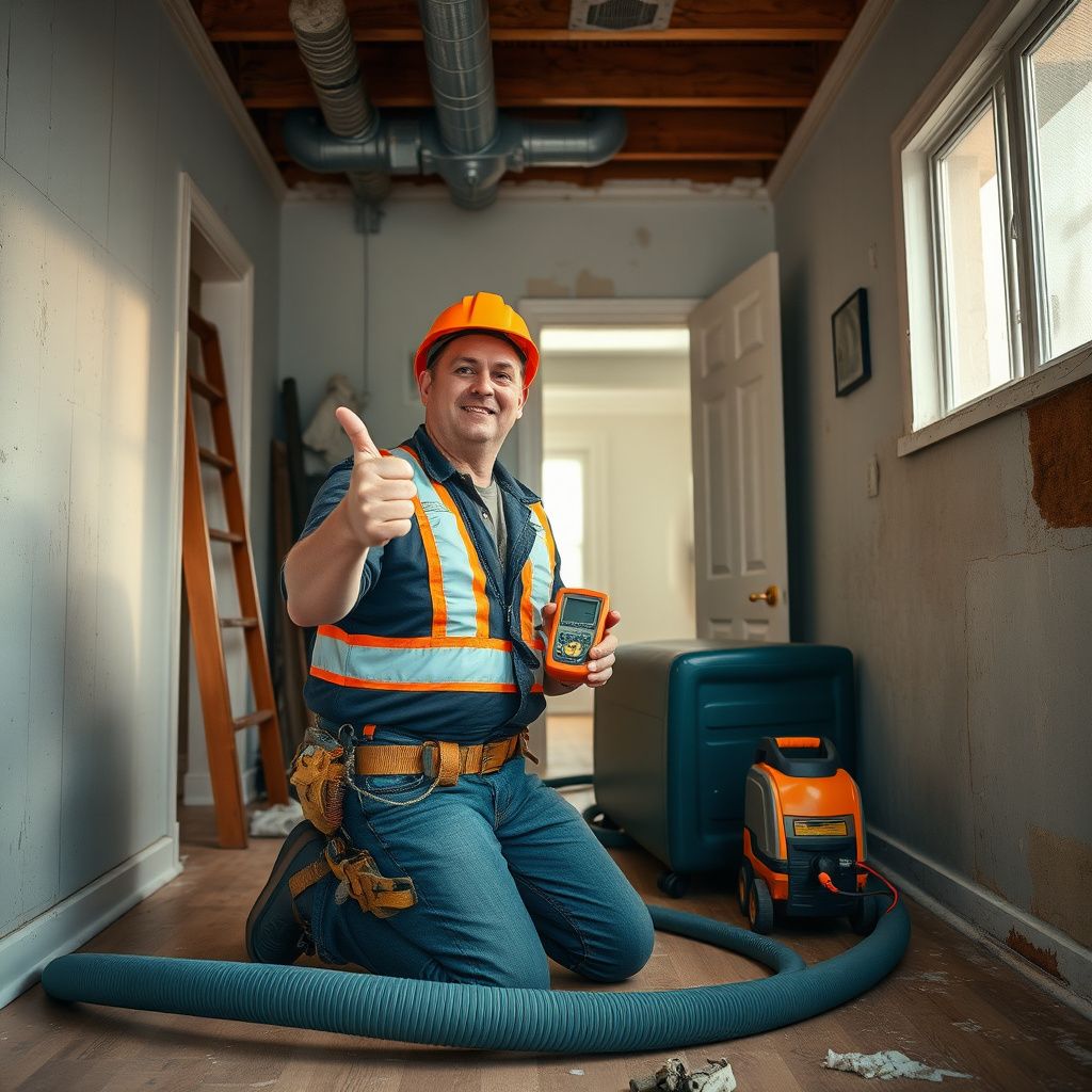 A clean, organized water damage restoration setup with commercial dehumidifiers and air movers inside a Glendale home.